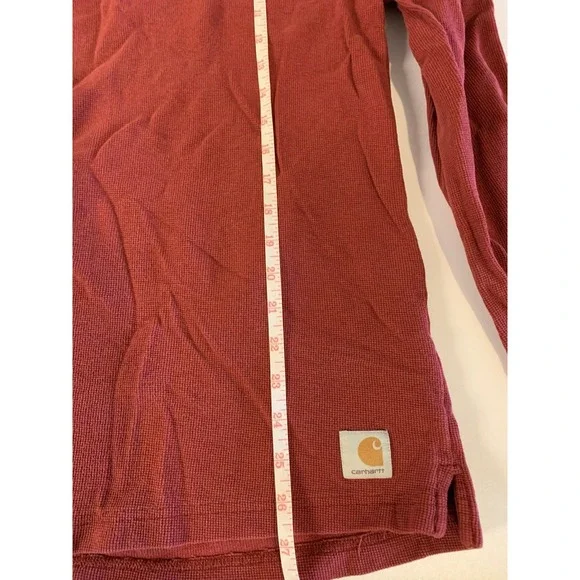 Vintage 2011 Carhartt Script Logo Thermal Waffle Knit Top Red M - Picture 8 of 9